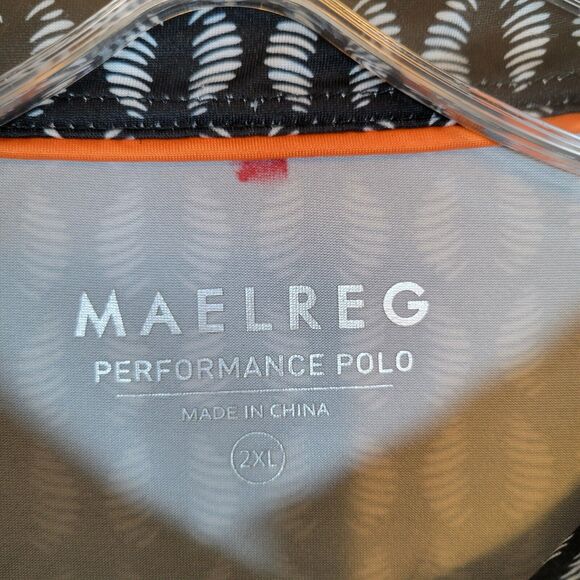Maelreg Mens Geometric Performance Polo Shirt Size 2XL Black Athleisure Comfort - Picture 3 of 7